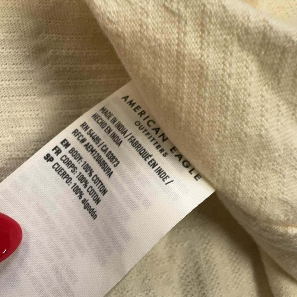 American Eagle Outfitters Shirt Mens L Beige Cotton Short Sleeve Button Up - Picture 9 of 10